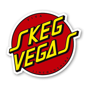 Keltapunainen Skeg Vegas tarra!