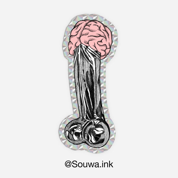 NSFW sticker with a dick with a human brain