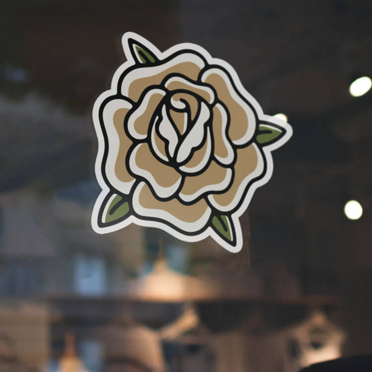 Vinyl flower sticker on a window